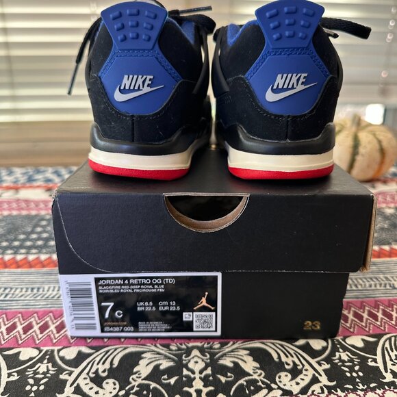 Jordan 4 Retro OG (TD) Toddler Size 7c, Black Red Blue, Brand New with Box - Picture 5 of 8